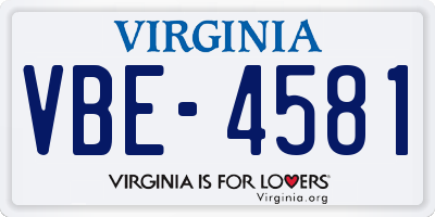 VA license plate VBE4581