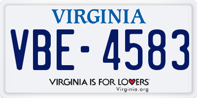 VA license plate VBE4583