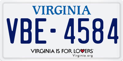 VA license plate VBE4584