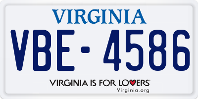 VA license plate VBE4586