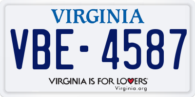 VA license plate VBE4587