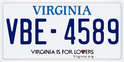 VA license plate VBE4589