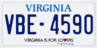 VA license plate VBE4590
