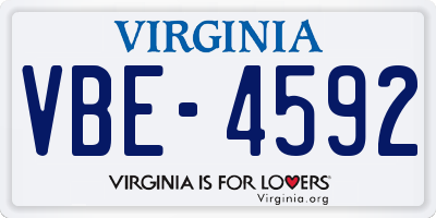 VA license plate VBE4592