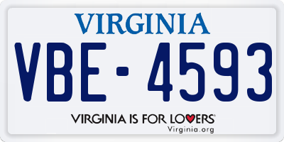 VA license plate VBE4593