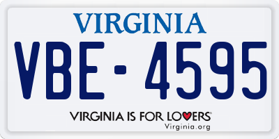 VA license plate VBE4595