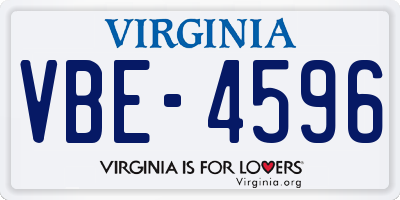 VA license plate VBE4596