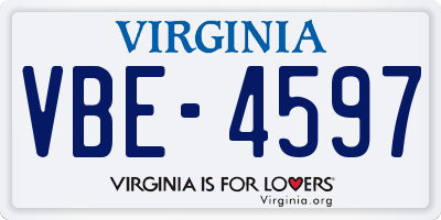 VA license plate VBE4597