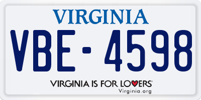 VA license plate VBE4598