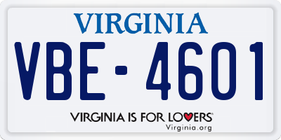 VA license plate VBE4601