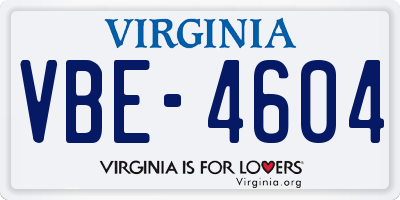 VA license plate VBE4604