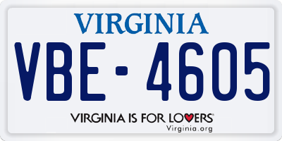 VA license plate VBE4605