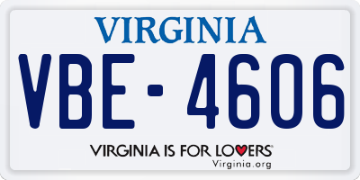 VA license plate VBE4606