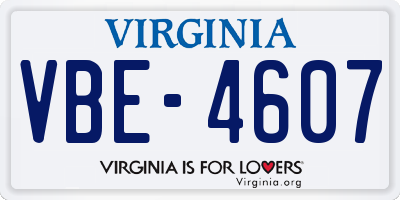 VA license plate VBE4607