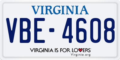 VA license plate VBE4608