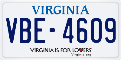 VA license plate VBE4609