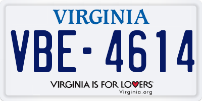 VA license plate VBE4614
