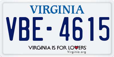 VA license plate VBE4615