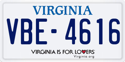 VA license plate VBE4616