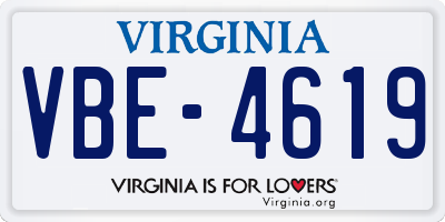 VA license plate VBE4619