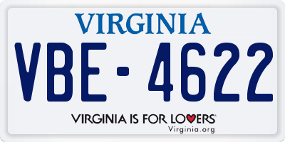VA license plate VBE4622