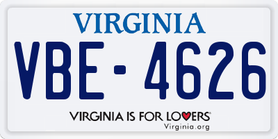 VA license plate VBE4626