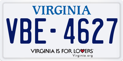 VA license plate VBE4627