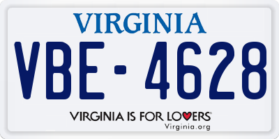 VA license plate VBE4628