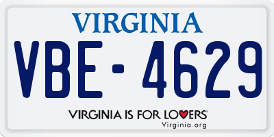 VA license plate VBE4629