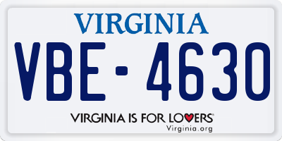 VA license plate VBE4630