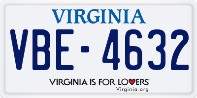 VA license plate VBE4632