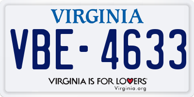 VA license plate VBE4633