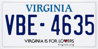 VA license plate VBE4635