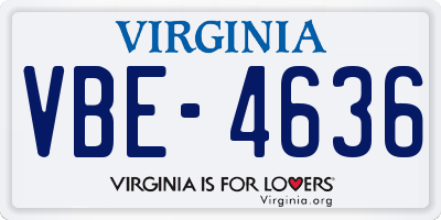 VA license plate VBE4636