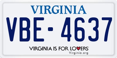 VA license plate VBE4637