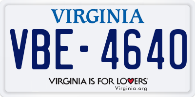 VA license plate VBE4640