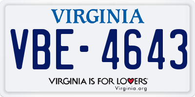 VA license plate VBE4643