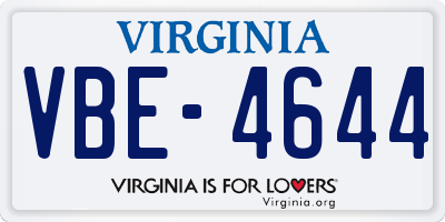VA license plate VBE4644