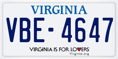 VA license plate VBE4647