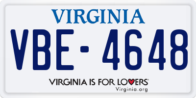 VA license plate VBE4648