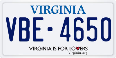 VA license plate VBE4650