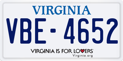 VA license plate VBE4652