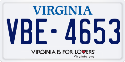 VA license plate VBE4653