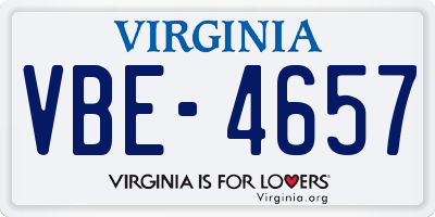 VA license plate VBE4657