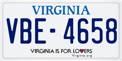VA license plate VBE4658