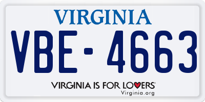 VA license plate VBE4663