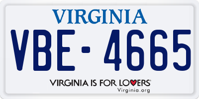 VA license plate VBE4665
