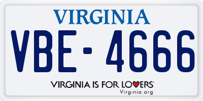VA license plate VBE4666