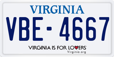 VA license plate VBE4667