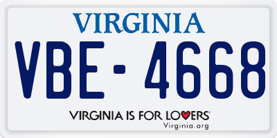 VA license plate VBE4668